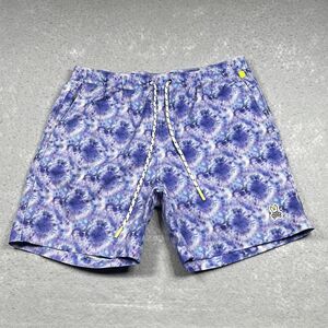 Psycho Bunny Swim Trunks Mens L Purple Tie Dye Pockets No Liner Inseam 7 in